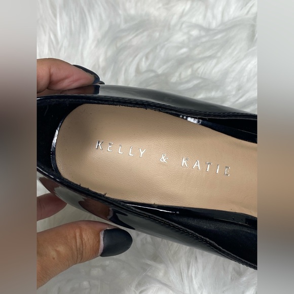 Size 8 Kelly & Katie Tibalt Black Patent Peep Toe Heels. - Picture 9 of 10